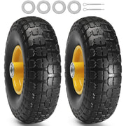 Charger l'image dans la visionneuse de galerie, SucceBuy 2-Pack Solid PU Run-Flat Tire Wheel 10" Flat Free Tubeless Tires and Wheels for Dollies Garden Trailers Various Carts
