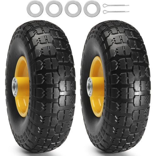 Amocart 2-Pack Solid PU Run-Flat Tire Wheel 10