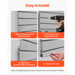 Amocart 8x4ft White/Grey Slat Wall Paneling PVC Garage Slatwall with Accessories Adjustable Tool Storage Panel Fits for Display