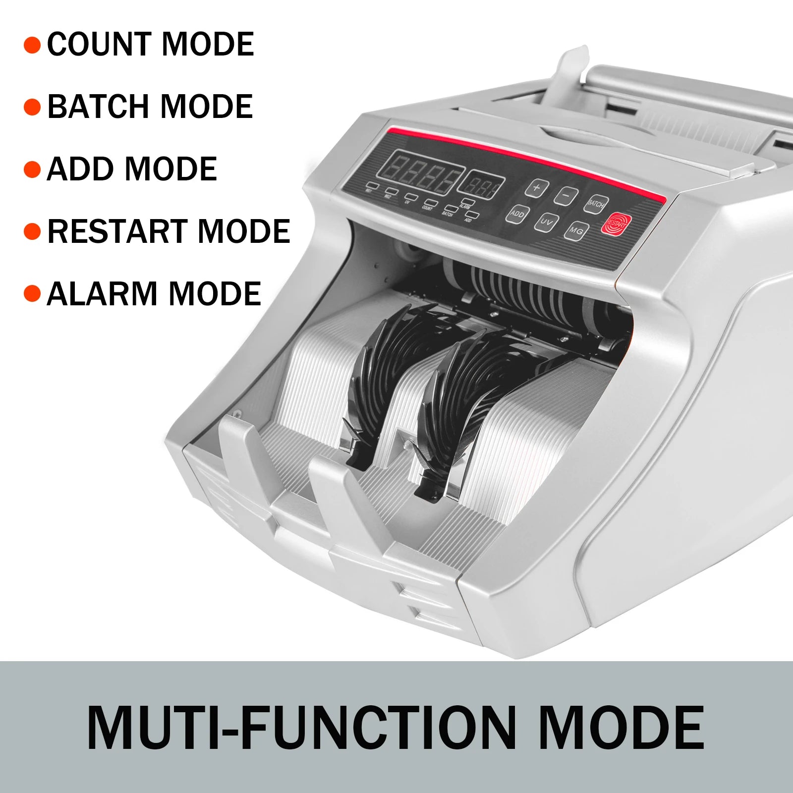 SucceBuy 1000Pcs/Min Money Counter Business Cash Register Euros Bills Fake Banknote Detector by UV & MG Function for Banks Shops
