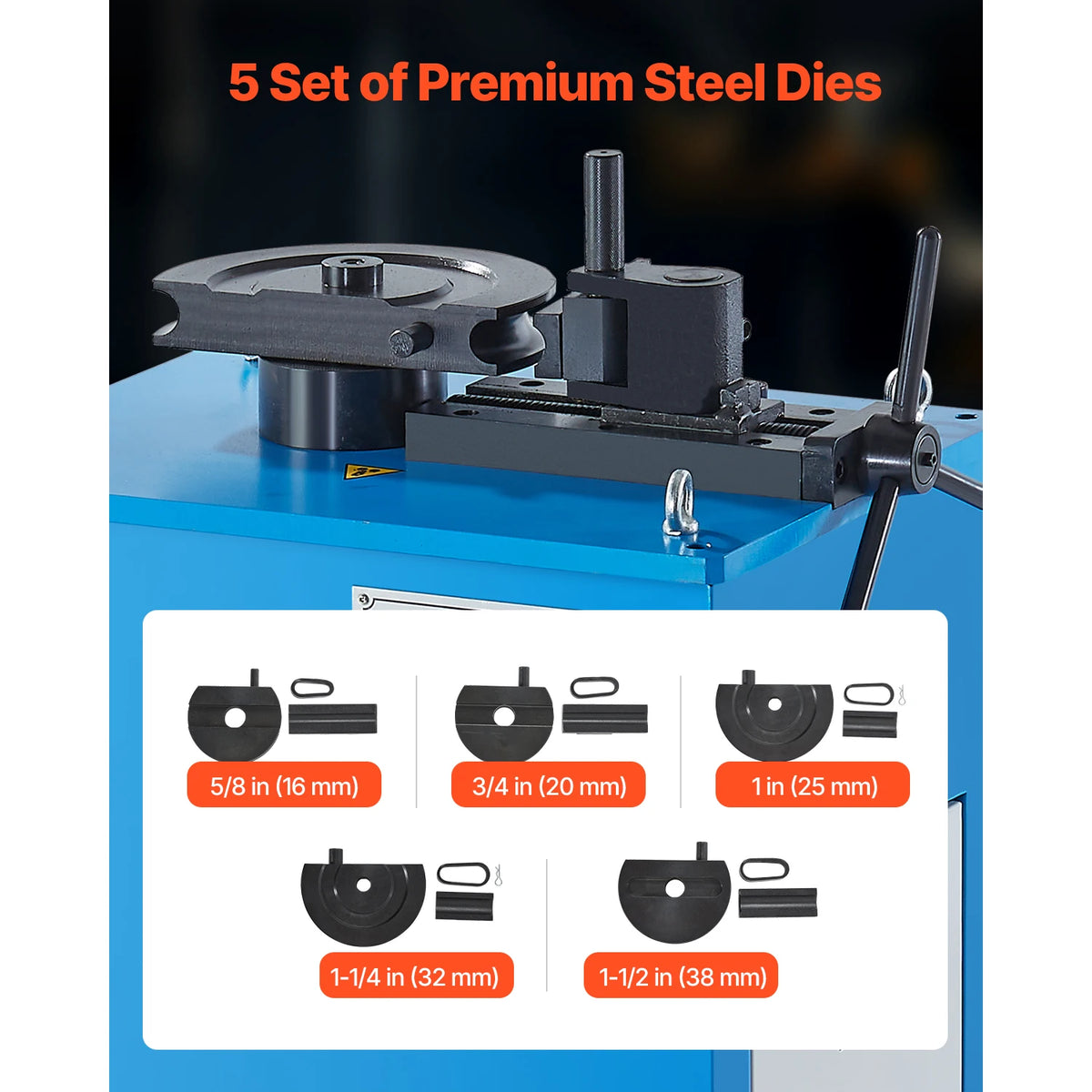 SucceBuy Electric Tube Bending Machine 1.5 KW Electric Tube Bender for 5/8 to 1-1/2in Pipes with 5 Set Dies, Manual & Auto Modes