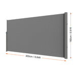 SucceBuy Retractable Side Awning Outdoor Privacy Polyester Water-proof Retractable Patio Screen UV 30+ Room Divider Wind Screen