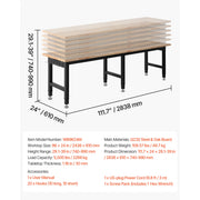 Bild in Galerie-Viewer laden, Amocart 5000 lbs Adjustable Workbench 72/96 x 24in Oak Wood Top Workstation with 4 AC Outlets Hardwood Worktable for Garage

