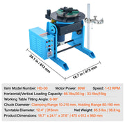 Bild in Galerie-Viewer laden, SucceBuy Rotary Welding Positioner 30KG 0-90° Welding Positioning Turntable Table 1-12RPM Welding Torch Stand Holder for Cutting

