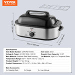 SucceBuy Electric Roaster Oven 24 QT Turkey Roaster Oven with Self-Basting Lid 1450W Roaster Oven Defrost&Warm Function Silver