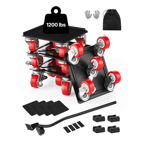 Amocart 4PCS Furniture Dolly 1200Lbs/3474Lbs Fridge Movers with 5 360° Rotation Wheels&Lift Slider Tool Set for Appliances Sofa