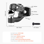 Charger l'image dans la visionneuse de galerie, Amocart 20000/30000Lbs Pintle Hook Trailer Receiver Hooks Combination 2-5/16in Hitch Ball fits 2.5-3in Lunette Ring for Truck
