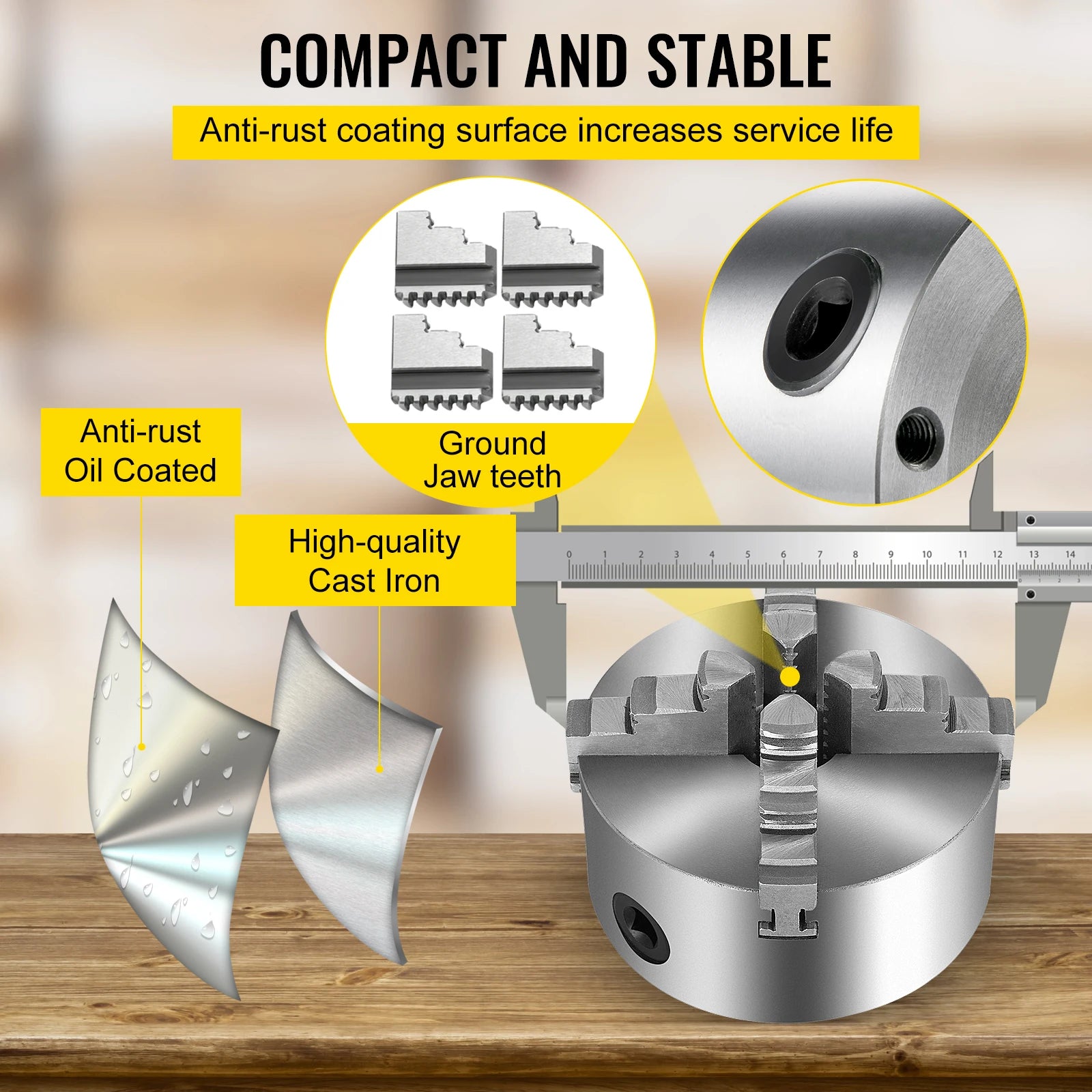 SucceBuy K72-125 Lathe Chuck 5 Inch 4-Jaw Independent Reversible Jaw Metal Lathe Chuck Turning Machine Accessories, Lathes Use