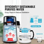 Amocart Water Distiller 4L 1.05 Gallon Pure Water Purifier Filter For Home Countertop750W Distilled Water Maker Stainless Steel