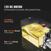 Load image into Gallery viewer, SucceBuy Hydraulic Pump 4/10/20 Quart Hydraulic Power Unit Single Acting Dump Trailer Pump DC 12V Hydraulic Pump for Car Lifting
