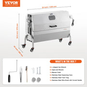 Load image into Gallery viewer, SucceBuy Rotisserie Grill with Hooded Cover BBQ Whole Pig Lamb Goat Charcoal Spit Grill Electric Stainless Steel Roaster
