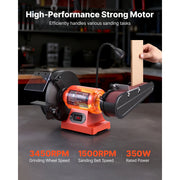 Load image into Gallery viewer, SucceBuy 8" Bench Grinder &amp; 2" x 28" Belt Sander Combo 350W Professional Sanding Machine with LED Work Light for Metalworking
