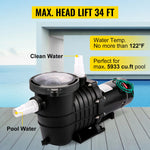 Amocart Swimming Pool Pump 110V/220V 5544GPH Powerful Self-priming for In/Above Ground Pool Water Circulation Strainer Basket