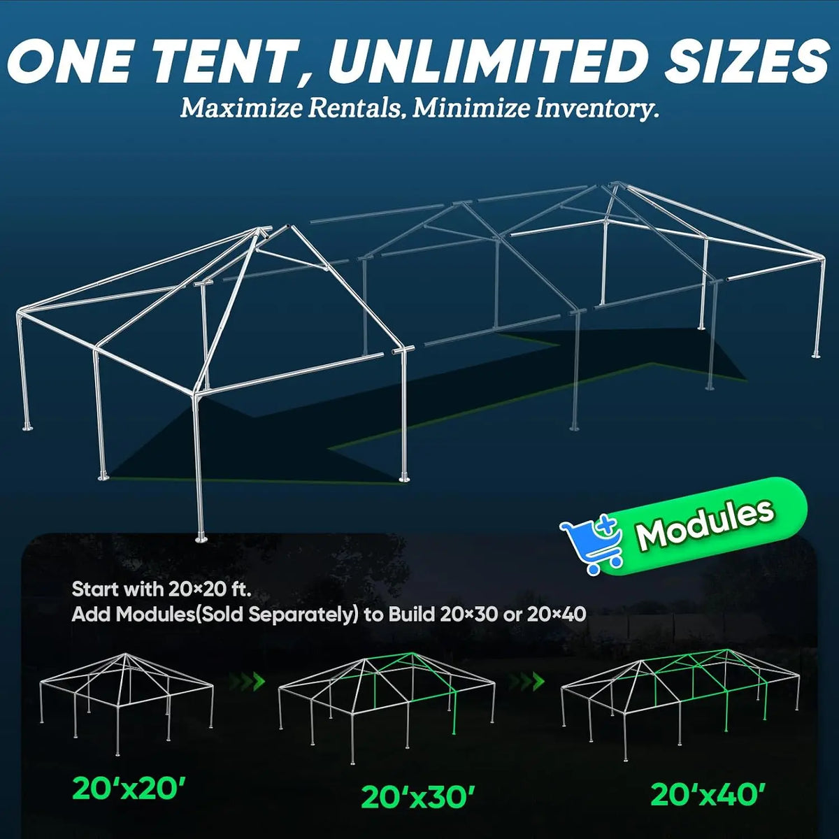 20x40 Party Tent Heavy Duty West Coast Frame Tent Outdoor White Commercial Gazebo Rental Wedding Canopy (No Sides), Customized Amocart