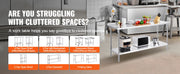 Load image into Gallery viewer, SucceBuy 24 x 72 x 36 Inch Stainless Steel Work Table Commercial Food Prep Worktable Heavy Duty Prep Worktable Metal Work Table
