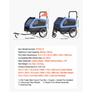 Charger l'image dans la visionneuse de galerie, SucceBuy Dog Bike Trailer Supports up to 88 lbs 2-in-1 Pet Stroller Cart Bicycle Carrier for Dogs Easy Folding Frame with Wheel
