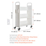 SucceBuy Rolling Library Book Cart 330lbs Capacity 30.3x15x48.0In Single Sided V-Shaped Shelves w/ 3 In Lockable Wheels for Home