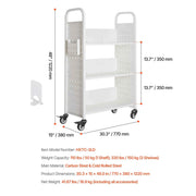 Load image into Gallery viewer, SucceBuy Rolling Library Book Cart 330lbs Capacity 30.3x15x48.0In Single Sided V-Shaped Shelves w/ 3 In Lockable Wheels for Home
