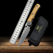 Load image into Gallery viewer, VG10 Damascus Steel Camphor Wood Handle Folding Knife With Back Clip Outdoor Camping Fishing Portable Tools Collecting Gifts EDC
