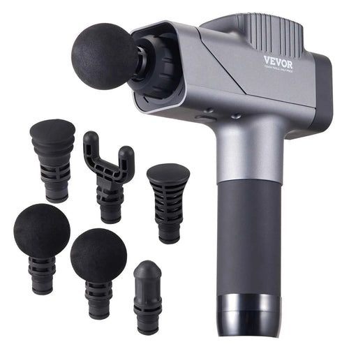 SucceBuy Massage Gun Deep Tissue Percussion Muscle Massager for Athletes w/ 8 Speed Levels 6 Massage Heads 16V 2500mAh Batteries
