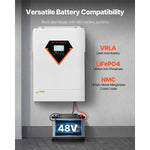 Amocart Hybrid Solar Inverter 3500W/6000W 24V DC to Single-Phase 220/230V AC, Built-in 100A MPPT Solar Controller for Off-Grid