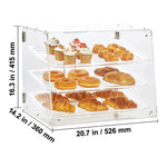 Amocart 2/3-Tier Commercial Acrylic Pastry Bakery Display Case with Rear Door Access & Removable Shelves for Donut Bagels Cake