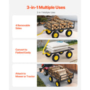 Load image into Gallery viewer, SucceBuy 1200Lbs Steel Garden Cart 2 in 1 Outdoor Metal Utility Wagon Yard Trailer w/ 13" All Terrain Tires Mesh Removable Sides
