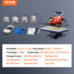 SucceBuy 5/6 in 1Heat Press Machine 12 x 15inches Fast Heating 360 Swing Away Digital Sublimation Transfer T-Shirt Vinyl Printer