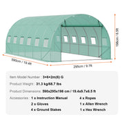 Charger l'image dans la visionneuse de galerie, SucceBuy Walk-in Tunnel Greenhouse Hoop House Greenhouse Tunnel Plant Hot House with Steel Frame PE Cover Roll-up Zipper Door
