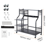 SucceBuy Golf Storage Garage Organizer Other Sports Equipment Storage Rack Outdoor Sport Gear and Toy Storage with Baskets&Hooks