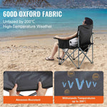 Amocart Camping Folding Chair for Adults Portable Quad Lumbar Back Padded Arm Chairs with Side Pockets for Beach, Lawn, Picnic