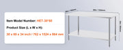 Charger l'image dans la visionneuse de galerie, Amocart Stainless Steel Prep Table Commercial Heavy Duty Metal Worktable with 3 Adjustable Height for Restaurant and Home Use
