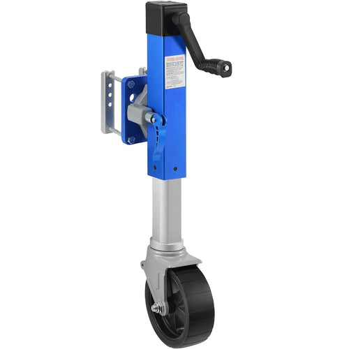 SucceBuy Cric de remorque 10 po à manivelle latérale, rond avec poignée, boulonné, roue jockey unique de 1600 lb pour accessoires de bateau et de VR