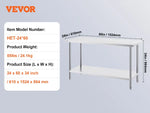 Amocart 4 Size Stainless Steel Prep Table Heavy Duty Metal Worktable Commercial Work Table for Restaurant and Home
