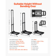 Load image into Gallery viewer, Amocart Folding Hand Truck 110lbs Capacity Collapsible Luggage Cart w/ 2Wheels&amp;1 Elastic Rope Utility Dolly Platform Cart Black
