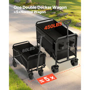 Load image into Gallery viewer, SucceBuy Double Decker Wagon Collapsible 300L &amp; 450lbs Heavy Duty Extended Long Garden Cart with All-Terrain Wheels for Camping
