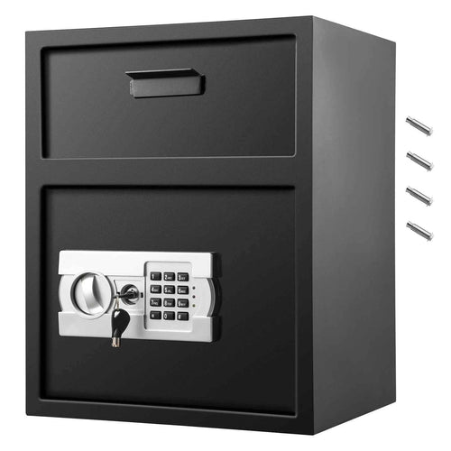 Amocart Electronic Safe Deposit Box With Drop Slot Secret Hidden Piggy Bank Security Digital Access 2 Keys for Store Money Guns
