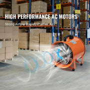 Load image into Gallery viewer, SucceBuy 8 inch Exhaust Fan Industrial Ventilation Fan with 10M/5M PVC Duct Hose 230W Portable Extractor Blower Warehouse Home
