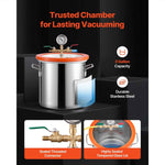 Amocart 3 Gallon / 5 Gallon Vacuum Chamber with 3.5 CFM Single Stage Vacuum Pump for Stabilizing Wood Degassing Silicone Resin