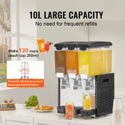 Load image into Gallery viewer, SucceBuy 3 Tanks Commercial Beverage Dispenser 10L/18L Per Tank Juice Dispenser Stainless Steel Ice Tea Drink Machine for Drink
