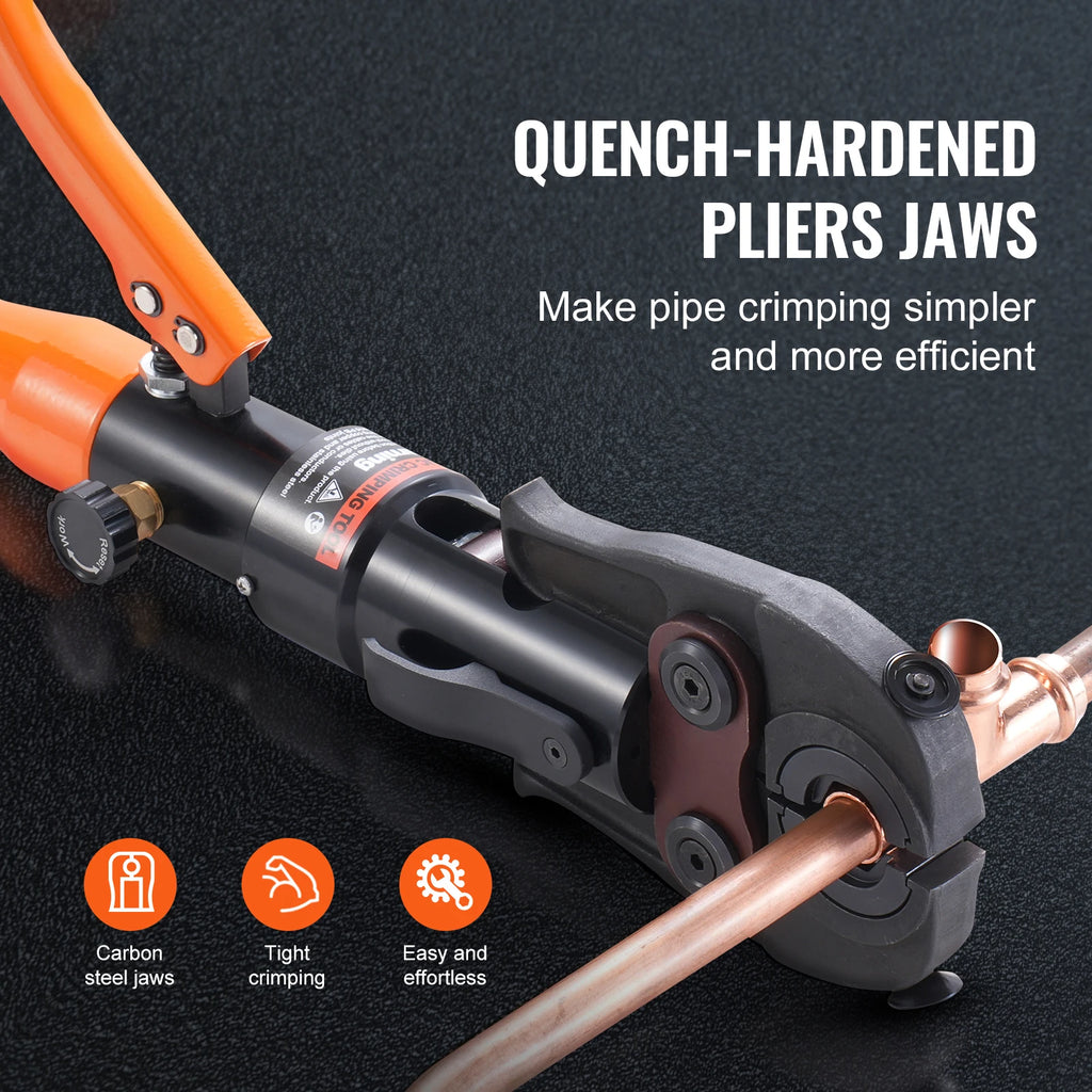 SucceBuy Copper Pipe Crimping Tool Hydraulic Driven Press Tool with 3/8" 1/2" 5/8" 1" Jaws for ASTM F1807 Pex Pipe Copper Ring