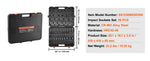 Amocart 3/8" & 1/2" Drive Impact Socket Set 59 PCS Socket Set SAE 5/16" to 1-1/4" Metric 6-32mm 6 Point Cr-Mo Alloy Steel Set
