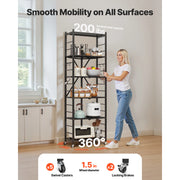 Load image into Gallery viewer, SucceBuy 6/5/4/3 Tier Black Foldable Storage Shelf with Wheels Folding Metal Rack Shelving Unit Organizer for Garage Kitchen
