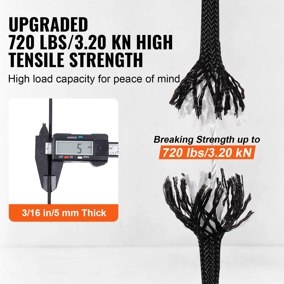 SucceBuy 3/16 in 250/1000ft Nylon Cord 32-Strand Design Multi-Purpose Rope for Outdoor Adventures Tree Work Emergency Situation Amocart
