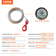 Load image into Gallery viewer, SucceBuy 50/75/100Feet Galvanized Steel Winch Cable 3/8 Inch  Breaking Strength Wire Winch Rope For SUV Large Off-Road Vehicle - AMOCART
