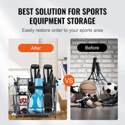 Load image into Gallery viewer, SucceBuy Golf Storage Garage Organizer Other Sports Equipment Storage Rack Outdoor Sport Gear and Toy Storage with Baskets&amp;Hooks - AMOCART
