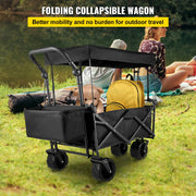 Load image into Gallery viewer, SucceBuy Folding Wagon Cart Adjustable Handle Bar Removable Canopy Oxford Cloth Collapsible Shopping Outdoor Camping Beach Cart - AMOCART
