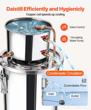 Bild in Galerie-Viewer laden, SucceBuy Alcohol Still 3 5 8Gal Stainless Steel Water Alcohol Distiller with Copper Coil Home Brewing Refining Fermentation Kit
