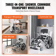 Load image into Gallery viewer, SucceBuy Shower Wheelchair 17.5in Bathroom Wheelchair for Inside Shower Adjustable Rolling Shower Chair for Disabled Adult - AMOCART
