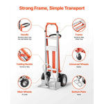 Amocart 1000 lbs 4 in 1 Hand Truck Convertible Dolly with Non-Slip Handle Aluminum Alloy Portable Trolley for Moving Home